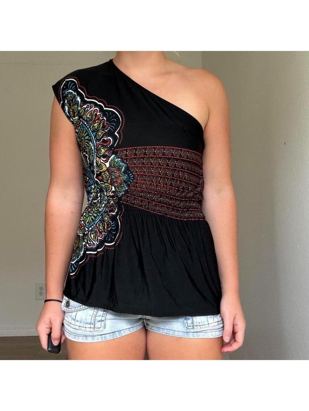 Y2K GLAM ASYMMETRICAL TOP